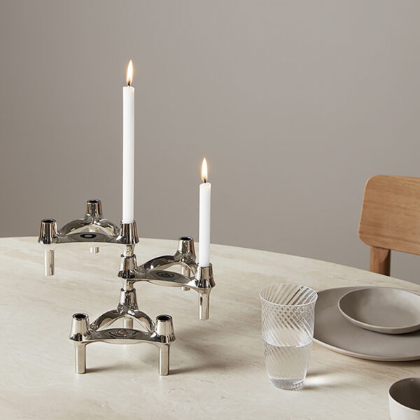 Kerzenständer 3er Set Stoff Nagel Chrome
