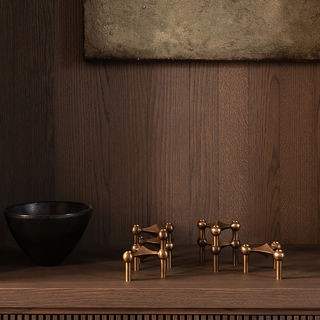 Kerzenständer 3er Set Stoff Nagel Bronzed Brass – Bild 3