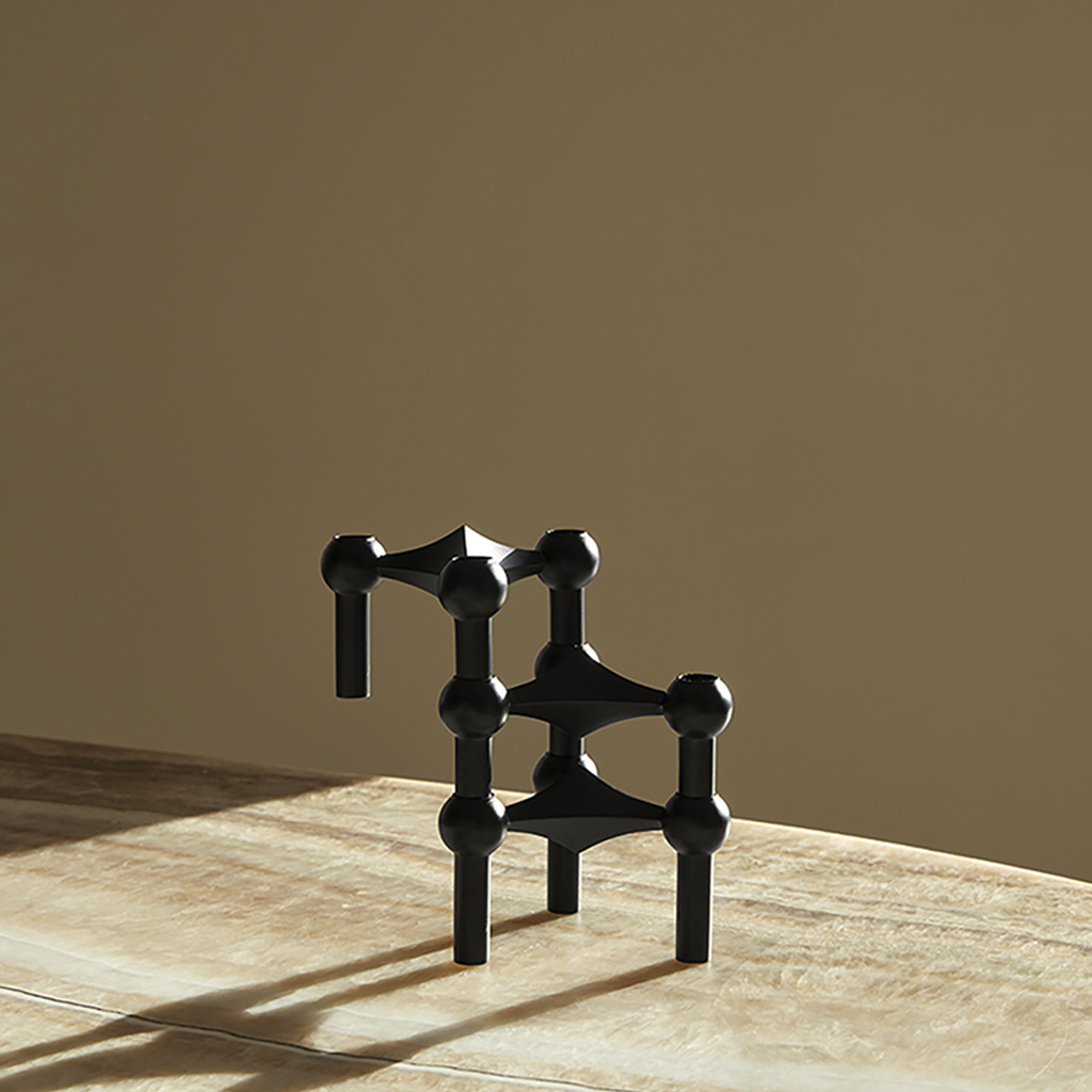 Kerzenständer 3er Set Stoff Nagel Black – Bild 2