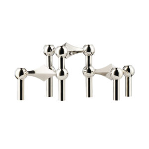 Candlestick set of 3 fabric nail chrome