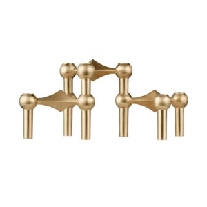 Candlestick set of 3 fabric nail Brushed Brass