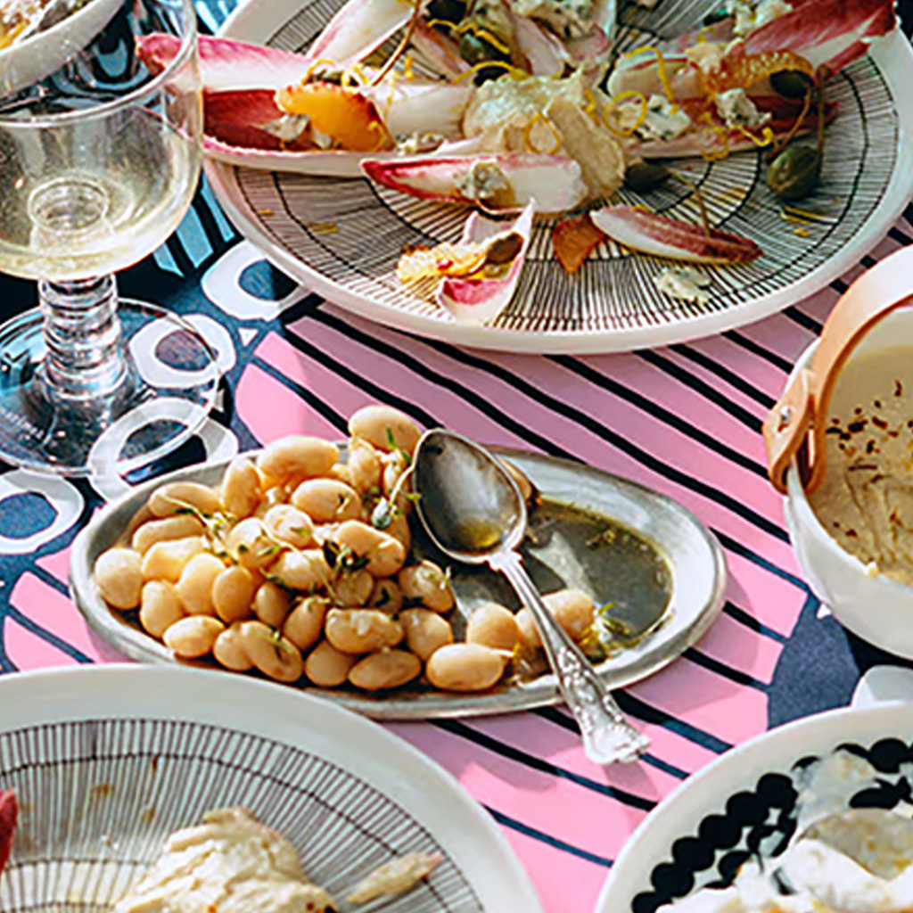 Luncheon napkins Unikko Cream Bordeaux - Image 3