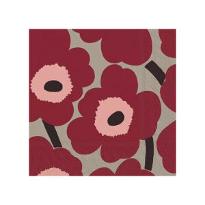 Luncheon napkins Unikko red linen