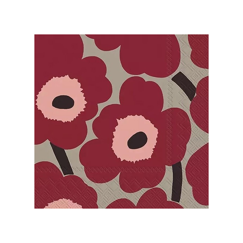 Luncheon napkins Unikko red linen