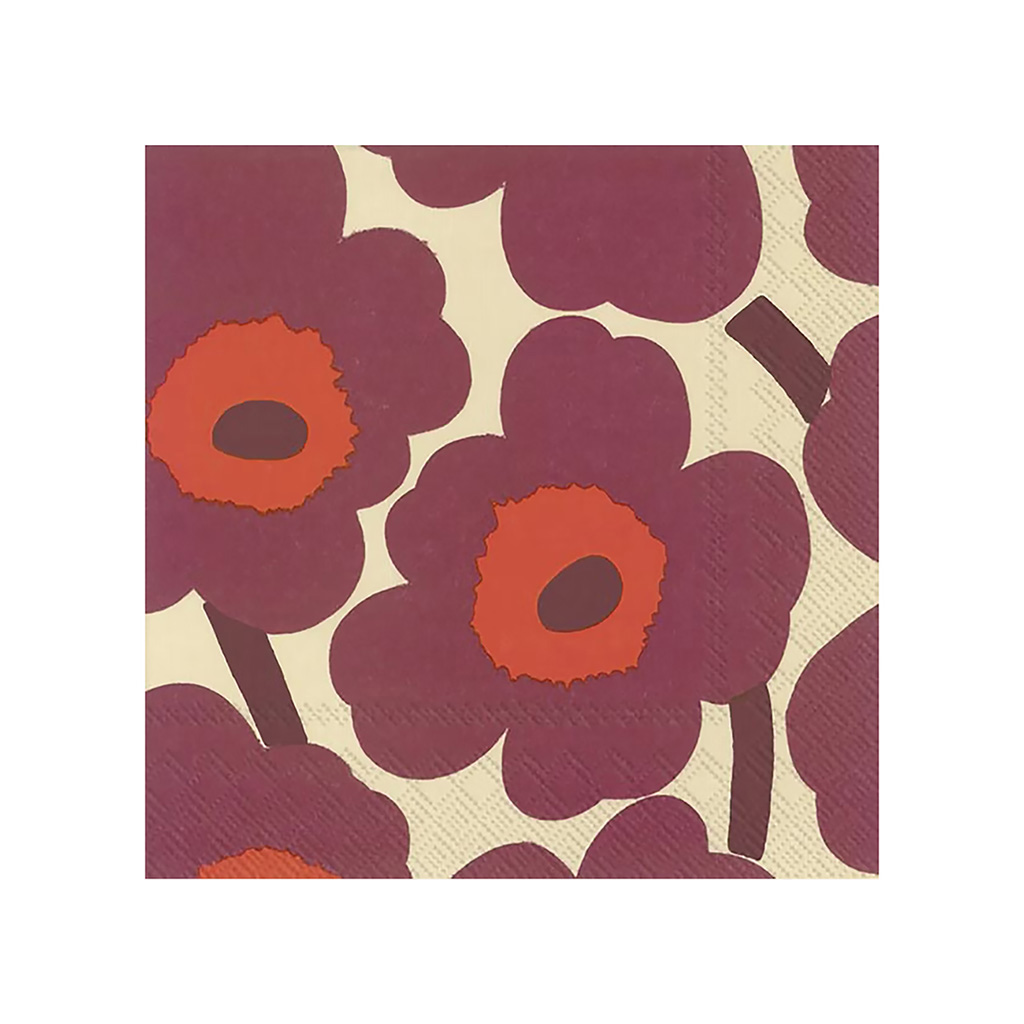 Luncheon napkins Unikko Cream Bordeaux