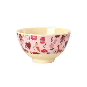 Melamine Bowl ABC Print pink