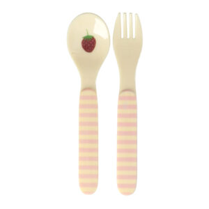 Gabel und Läffel-Set ABC Print pink